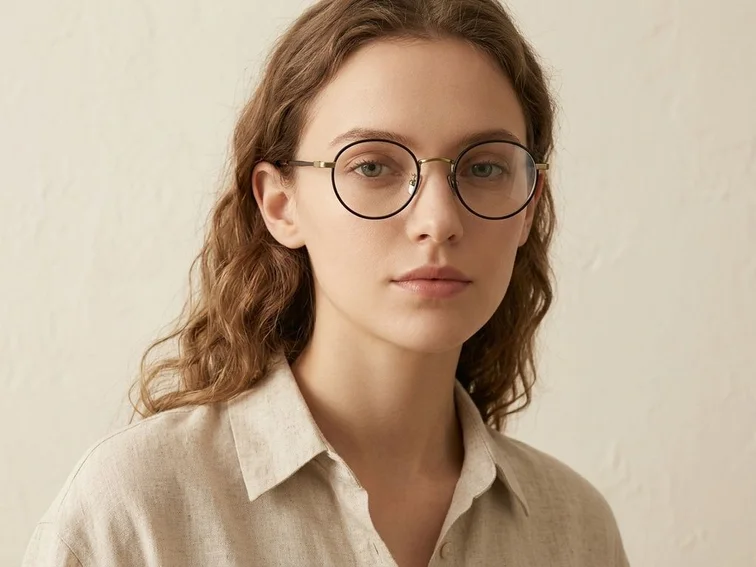 Round Black Titanium Glasses #BS0218-0081