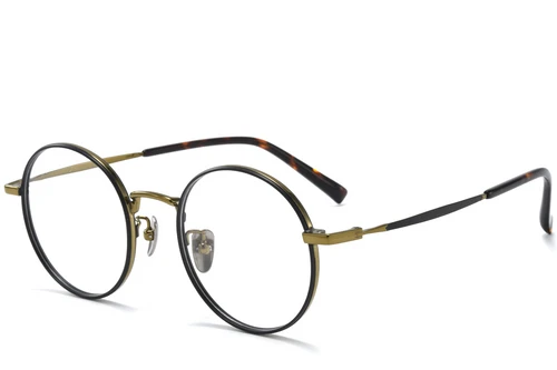 Round Black Titanium Glasses #BS0218-0081