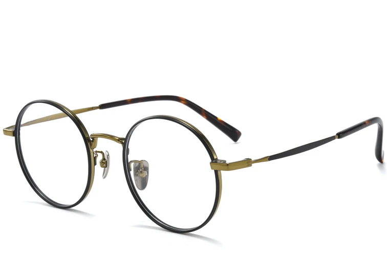 Gafas redondas de titanio negro #BS0218-0081