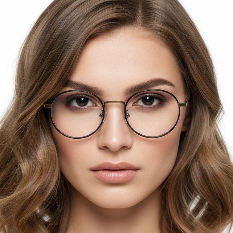 Gafas redondas de titanio negro #BS0218-0081