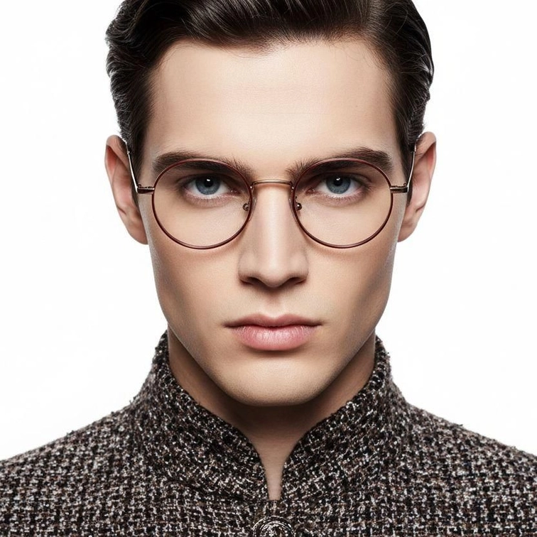 Round Red Titanium Glasses #BS0218-0082