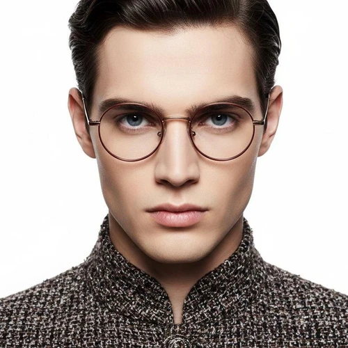 Round Red Titanium Glasses #BS0218-0082