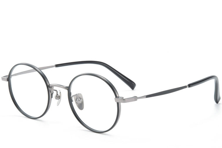 Round Black Titanium Glasses #BS0218-0083