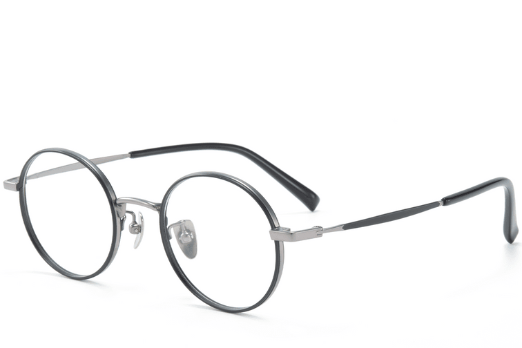 Lunettes rondes en titane noir #BS0218-0083