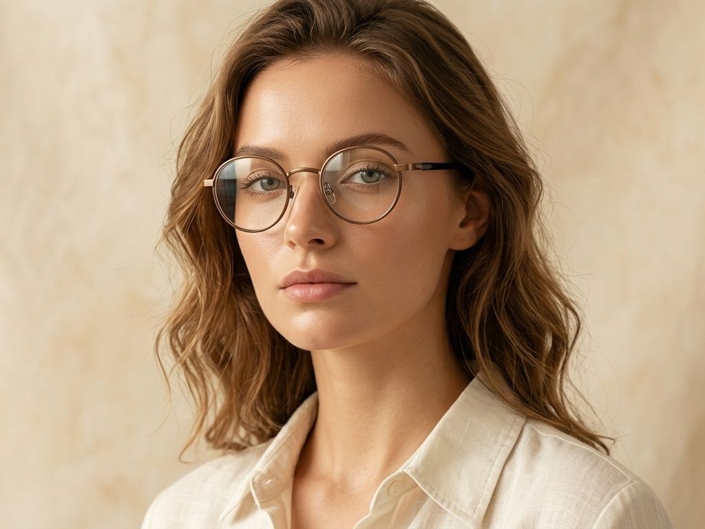 Round Brown Titanium Glasses #BS0218-0084