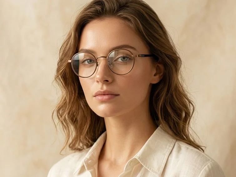 Round Brown Titanium Glasses #BS0218-0084