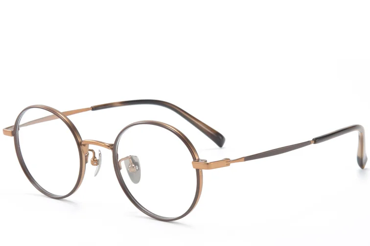 Gafas redondas de titanio marrón #BS0218-0084