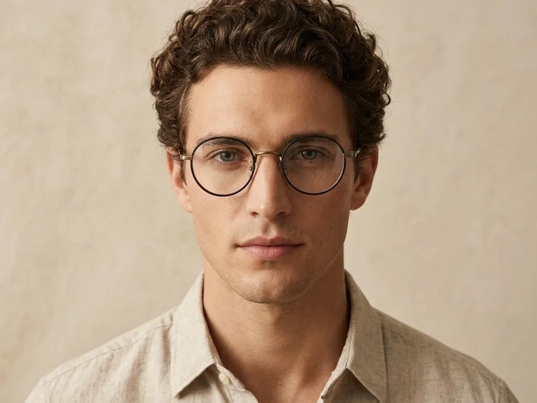 Round Black Titanium Glasses #BS0218-0085