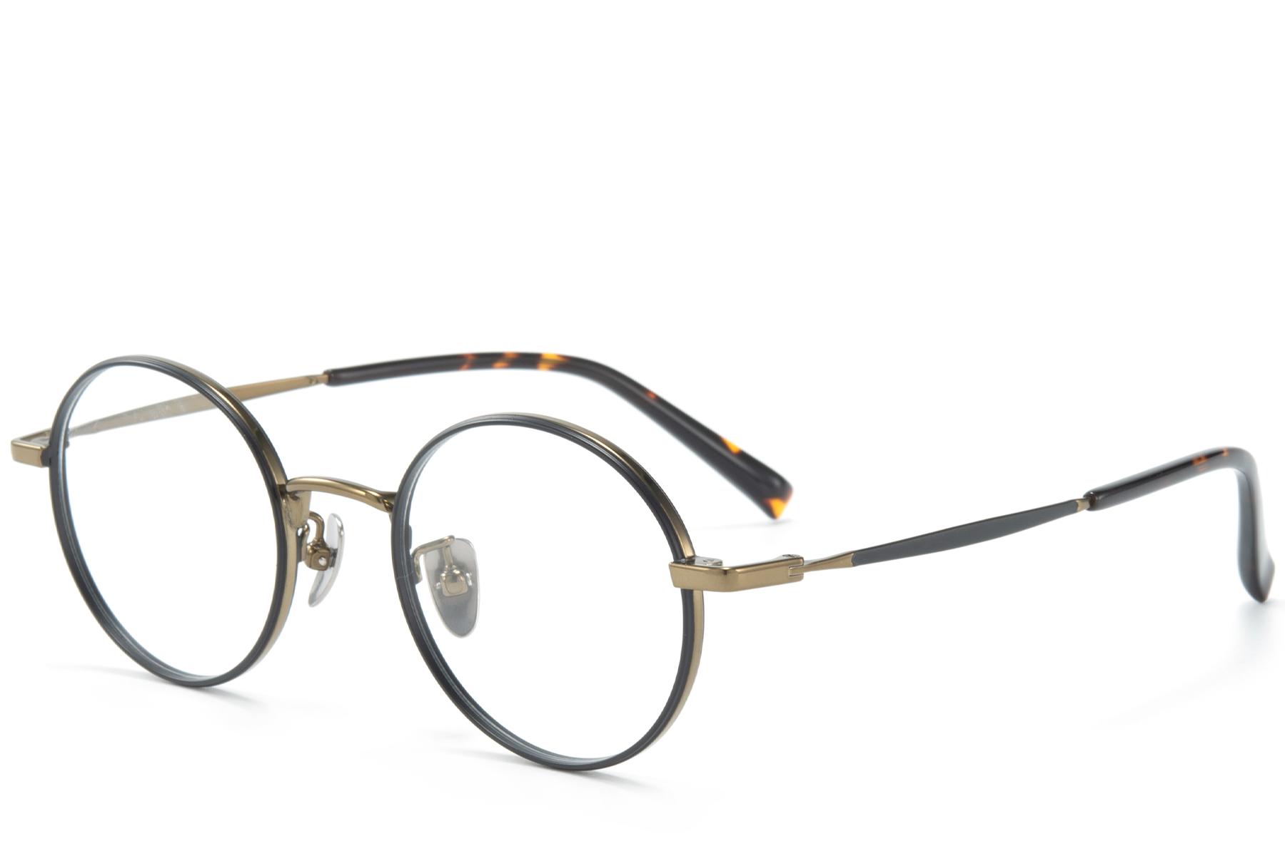 Round Black Titanium Glasses #BS0218-0085