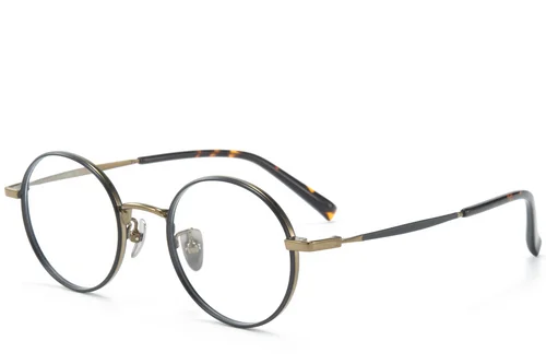 Lunettes rondes en titane noir #BS0218-0085