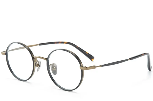 Round Black Titanium Glasses #BS0218-0085