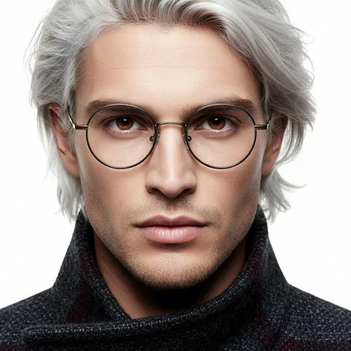 Lunettes rondes en titane noir #BS0218-0085