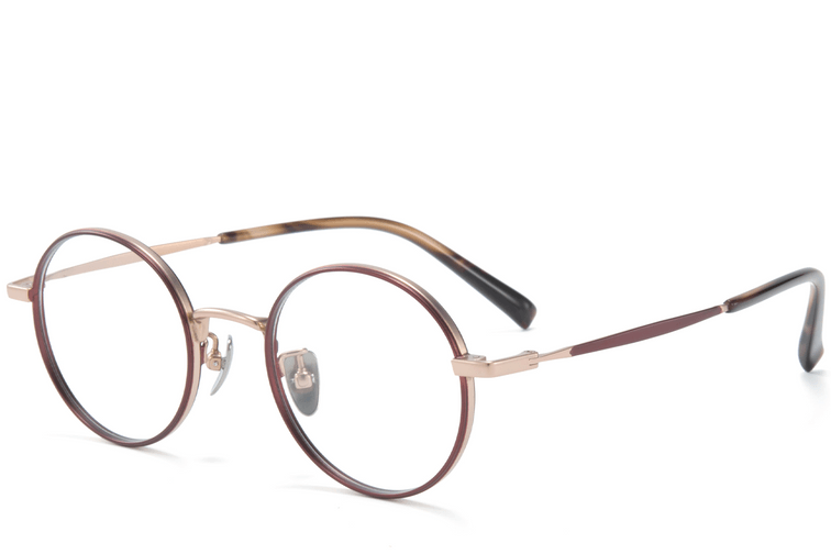 Runde rote Titanbrille #BS0218-0086