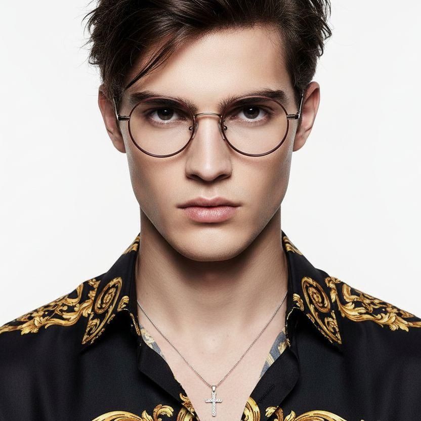 Round Red Titanium Glasses #BS0218-0086