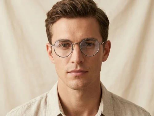 Lunettes rondes en titane noir #BS0218-0087