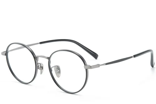 Lunettes rondes en titane noir #BS0218-0087