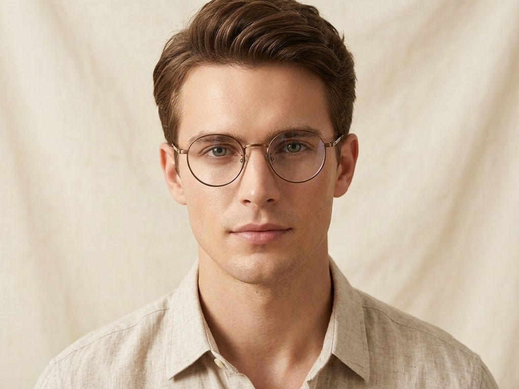 Round Brown Titanium Glasses #BS0218-0088
