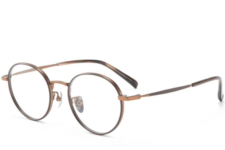 Gafas redondas de titanio marrón #BS0218-0088