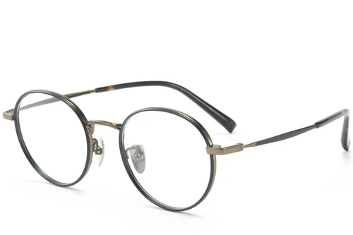 Round Black Titanium Glasses #BS0218-0089