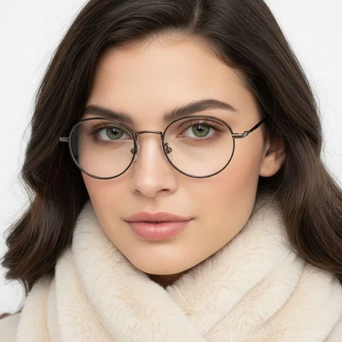 Lunettes rondes en titane noir #BS0218-0089