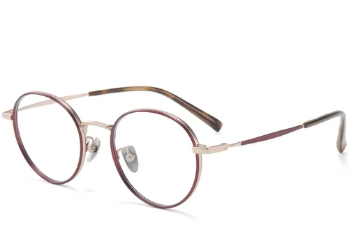 Lunettes rondes en titane rouge #BS0218-0090