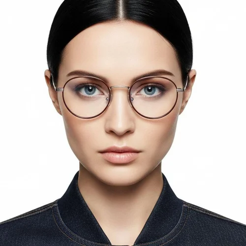 Lunettes rondes en titane rouge #BS0218-0090