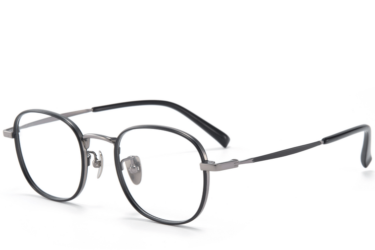 Gafas rectangulares de titanio negro #BS0218-0091