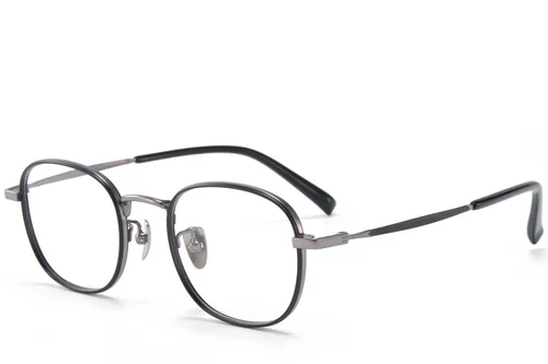 Lunettes rectangulaires en titane noir #BS0218-0091