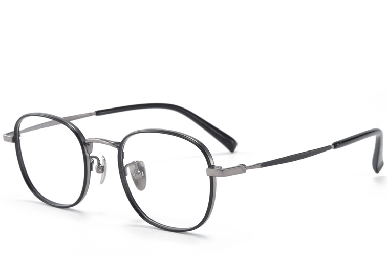 Gafas rectangulares de titanio negro #BS0218-0091