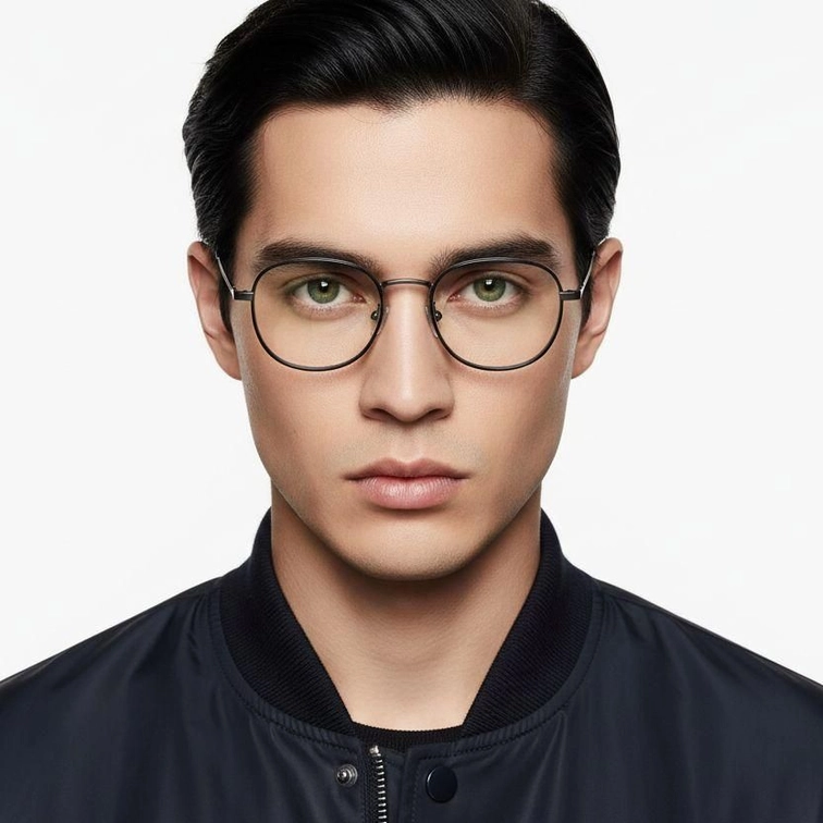 Gafas rectangulares de titanio negro #BS0218-0091
