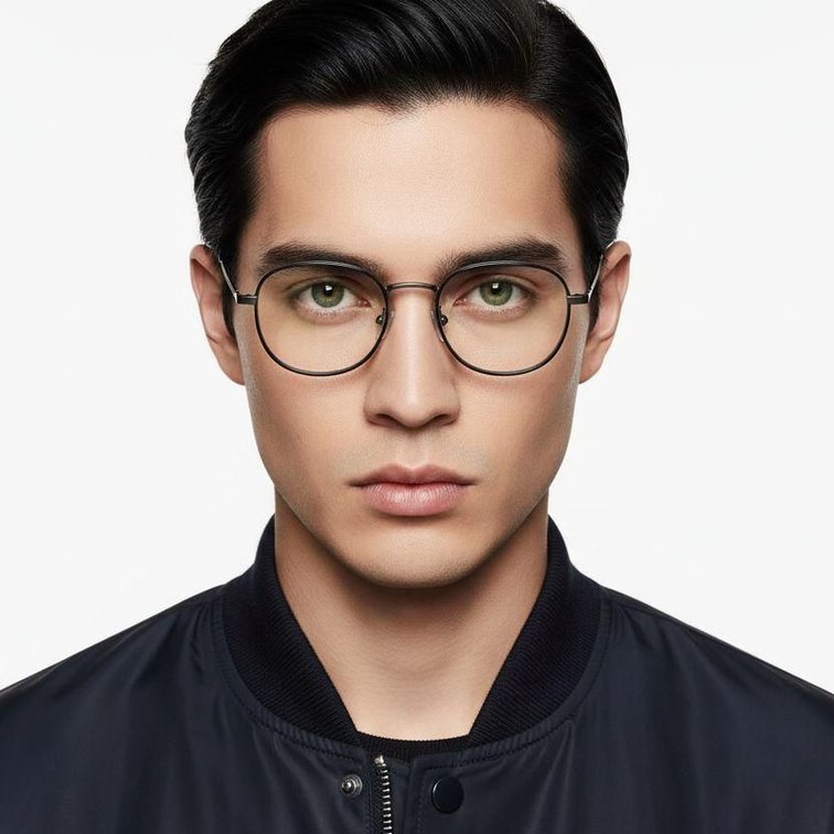 Gafas rectangulares de titanio negro #BS0218-0091