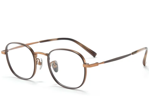 Lunettes rectangulaires en titane brun #BS0218-0092