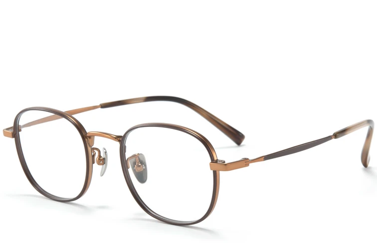 Rechteckige braune Titanbrille #BS0218-0092