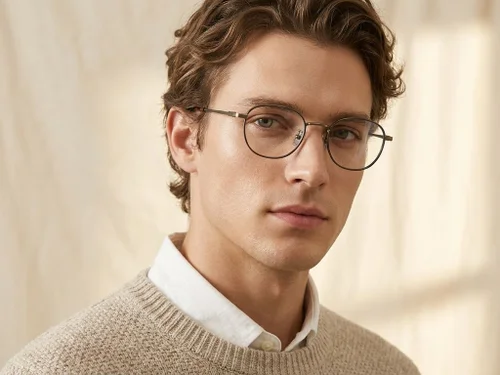 Lunettes rectangulaires en titane noir #BS0218-0093