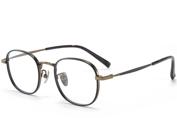 Gafas rectangulares de titanio negro #BS0218-0093