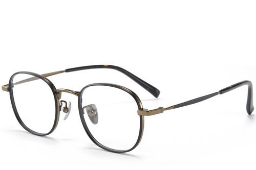 Lunettes rectangulaires en titane noir #BS0218-0093