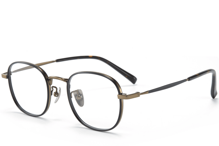 Gafas rectangulares de titanio negro #BS0218-0093