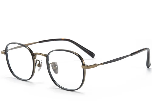 Rechteckige schwarze Titanbrille #BS0218-0093