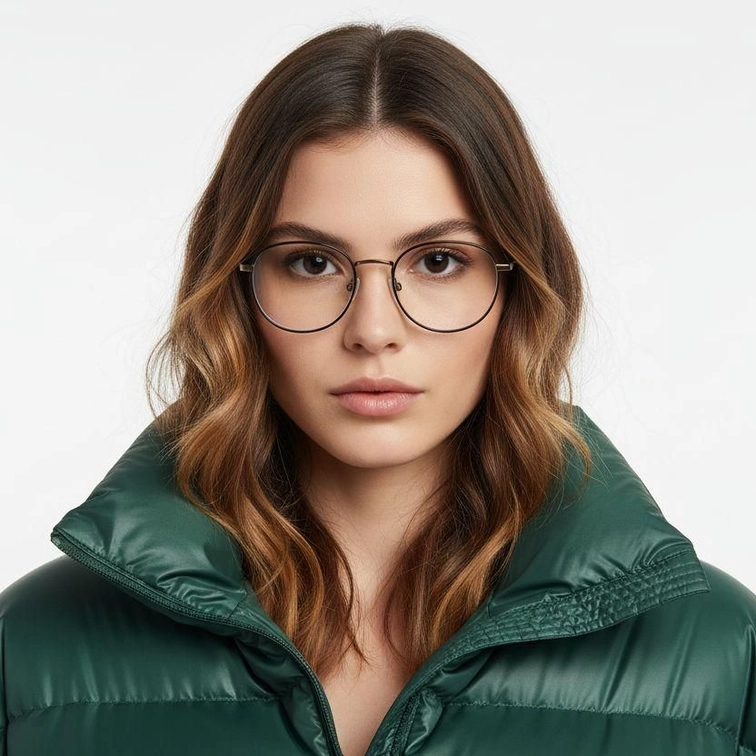 Gafas rectangulares de titanio negro #BS0218-0093
