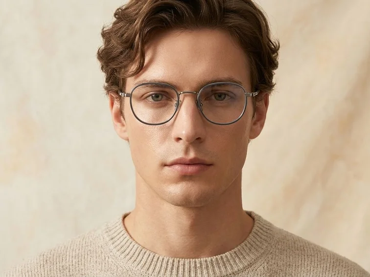 Rectangular Gray Titanium Glasses #BS0218-0094