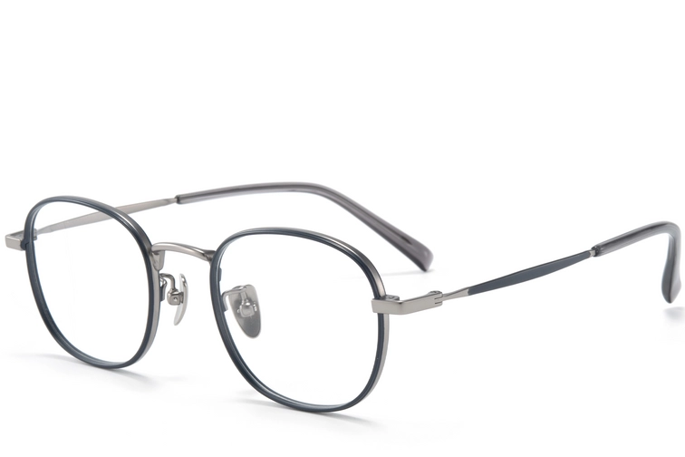 Gafas rectangulares de titanio gris #BS0218-0094