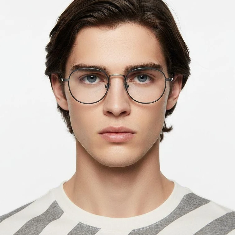 Rectangular Gray Titanium Glasses #BS0218-0094