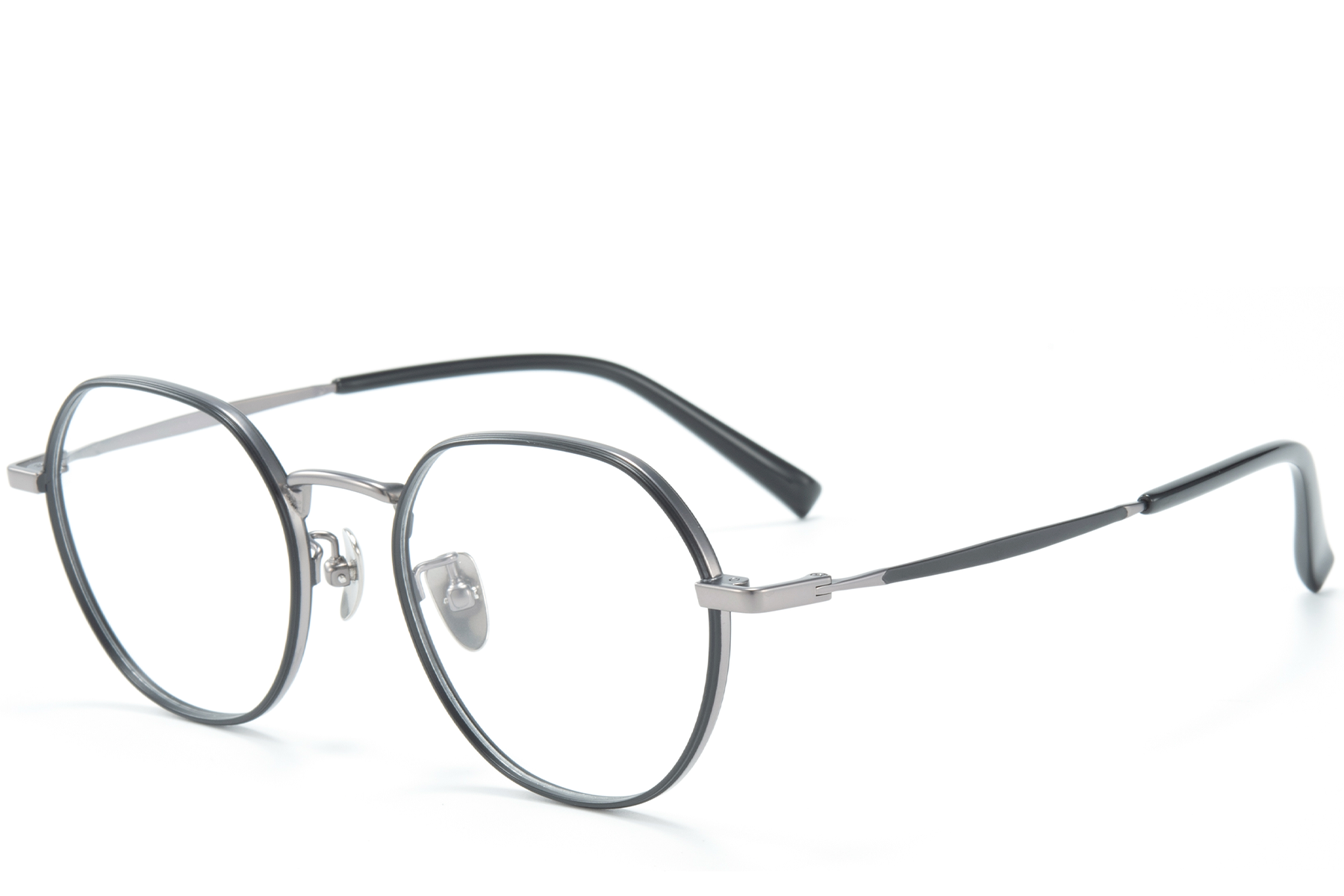 Gafas redondas de titanio negro #BS0218-0095