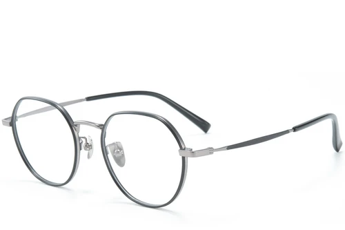 Lunettes rondes en titane noir #BS0218-0095