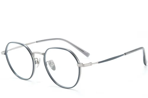 Lunettes rondes en titane gris #BS0218-0098