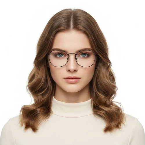 Lunettes rondes en titane noir #BS0218-0099