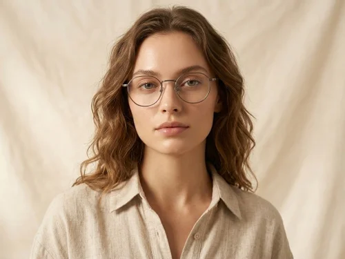 Lunettes rondes en titane brun #BS0218-0100