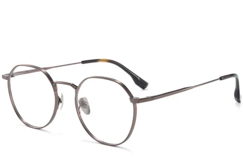 Lunettes rondes en titane brun #BS0218-0100
