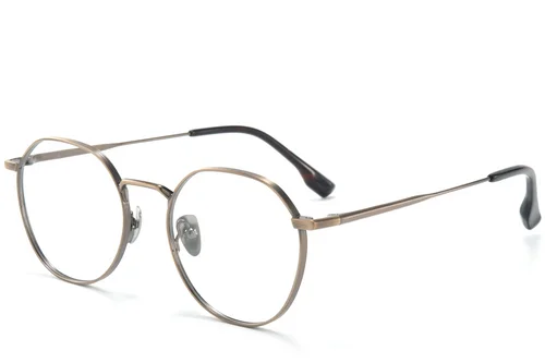 Lunettes rondes en titane brun #BS0218-0101