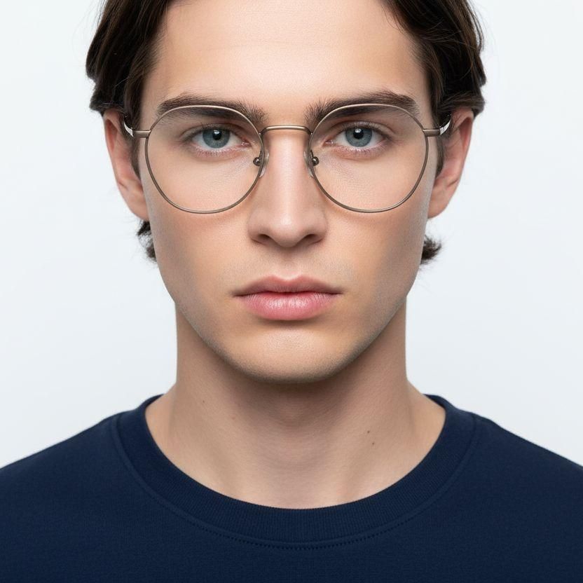 Round Brown Titanium Glasses #BS0218-0101